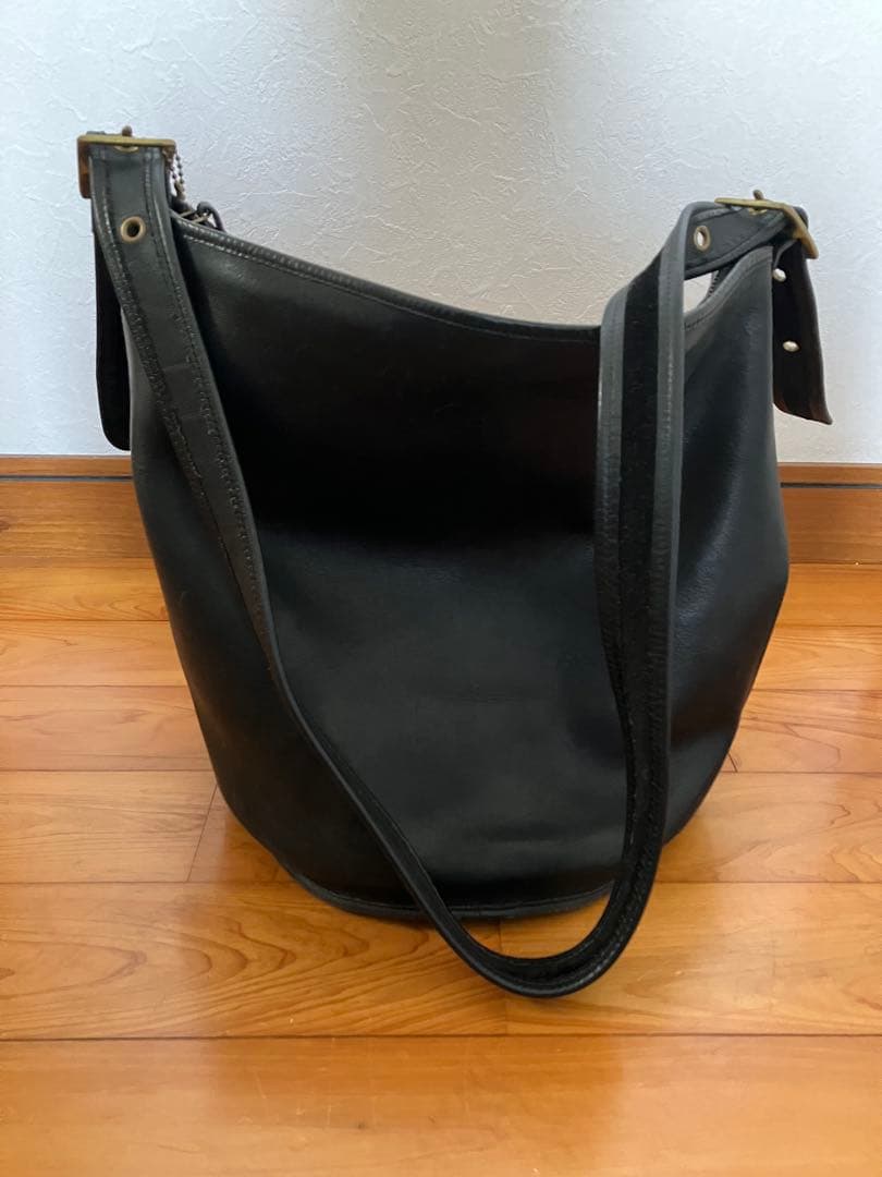 90年代　オールドコーチ　バケツ　黒レザーショルダーバッグ