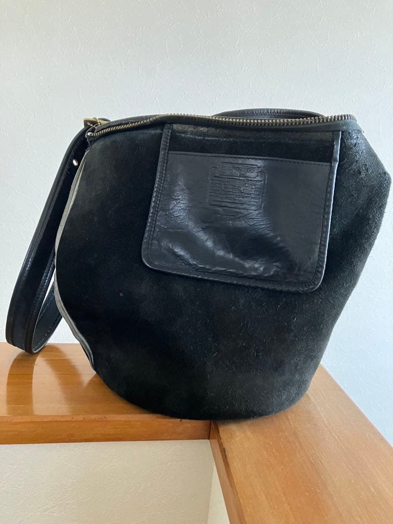 90年代　オールドコーチ　バケツ　黒レザーショルダーバッグ