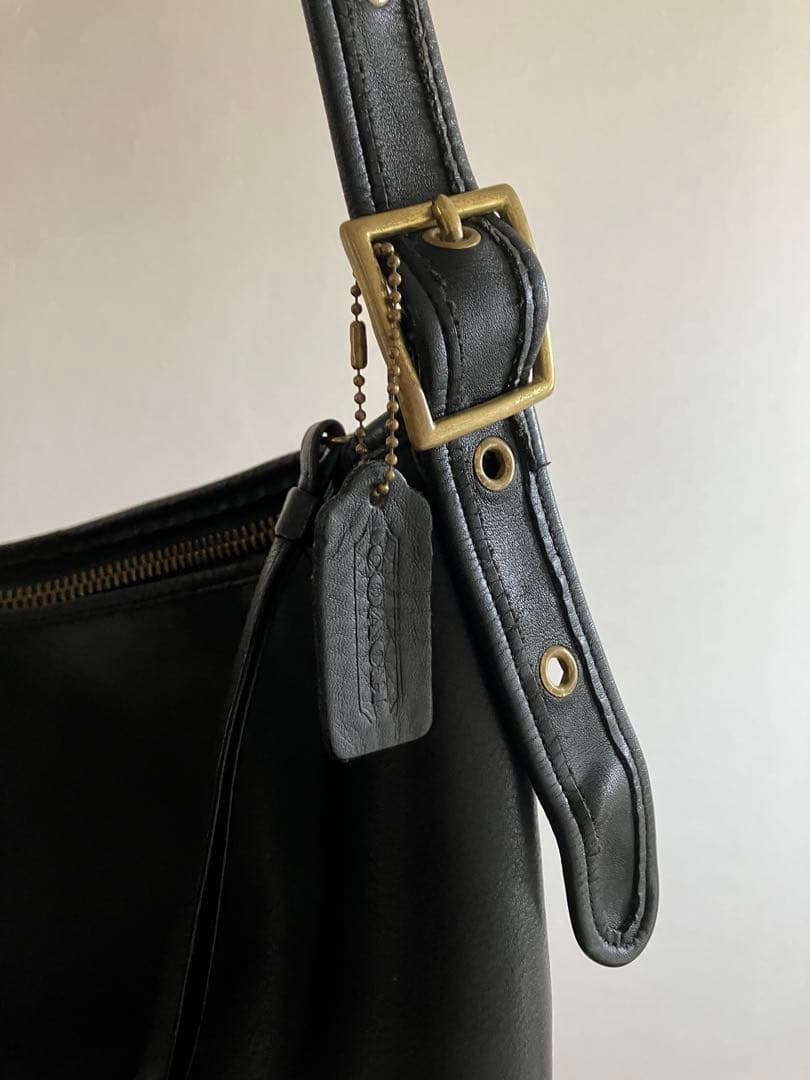90年代　オールドコーチ　バケツ　黒レザーショルダーバッグ