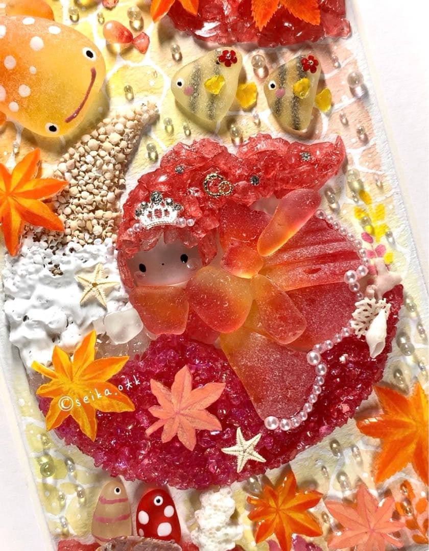 秋めく海のお月様 プリンセス インテリア アクアリウム シーグラスアート 置物