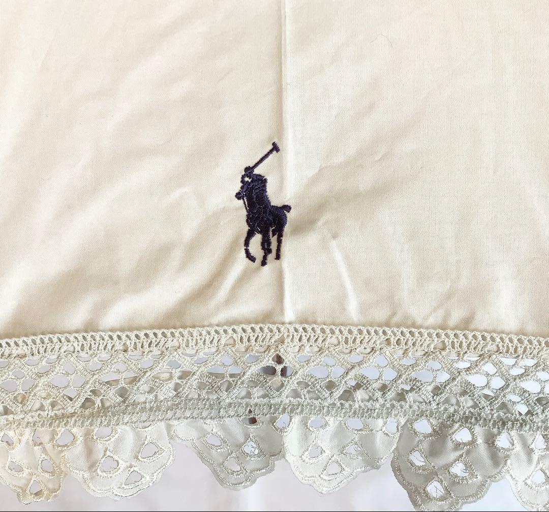 新品★ポロラルフローレン★エンブロイダリーフリル晴雨兼用2段折りたたみ傘日傘★白