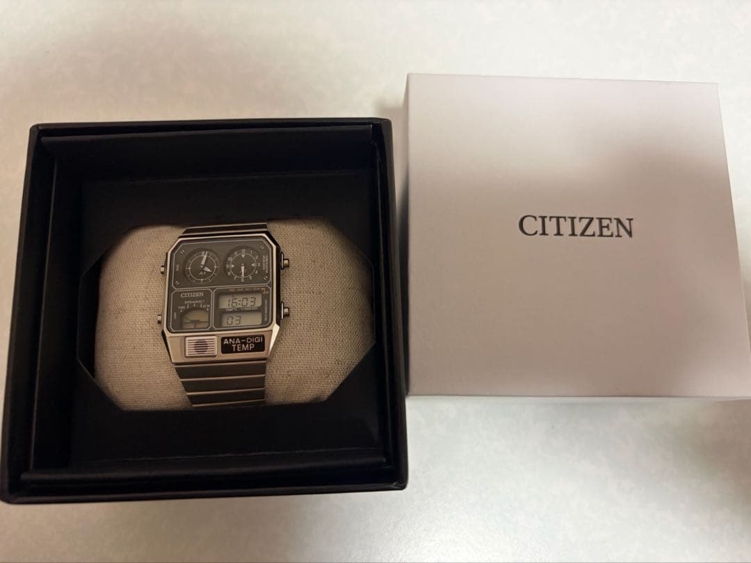 CITIZEN ANA-DIGI TEMP 腕時計シルバー　文字盤ブラック稼働品