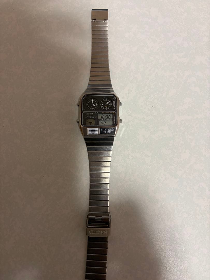 CITIZEN ANA-DIGI TEMP 腕時計シルバー　文字盤ブラック稼働品