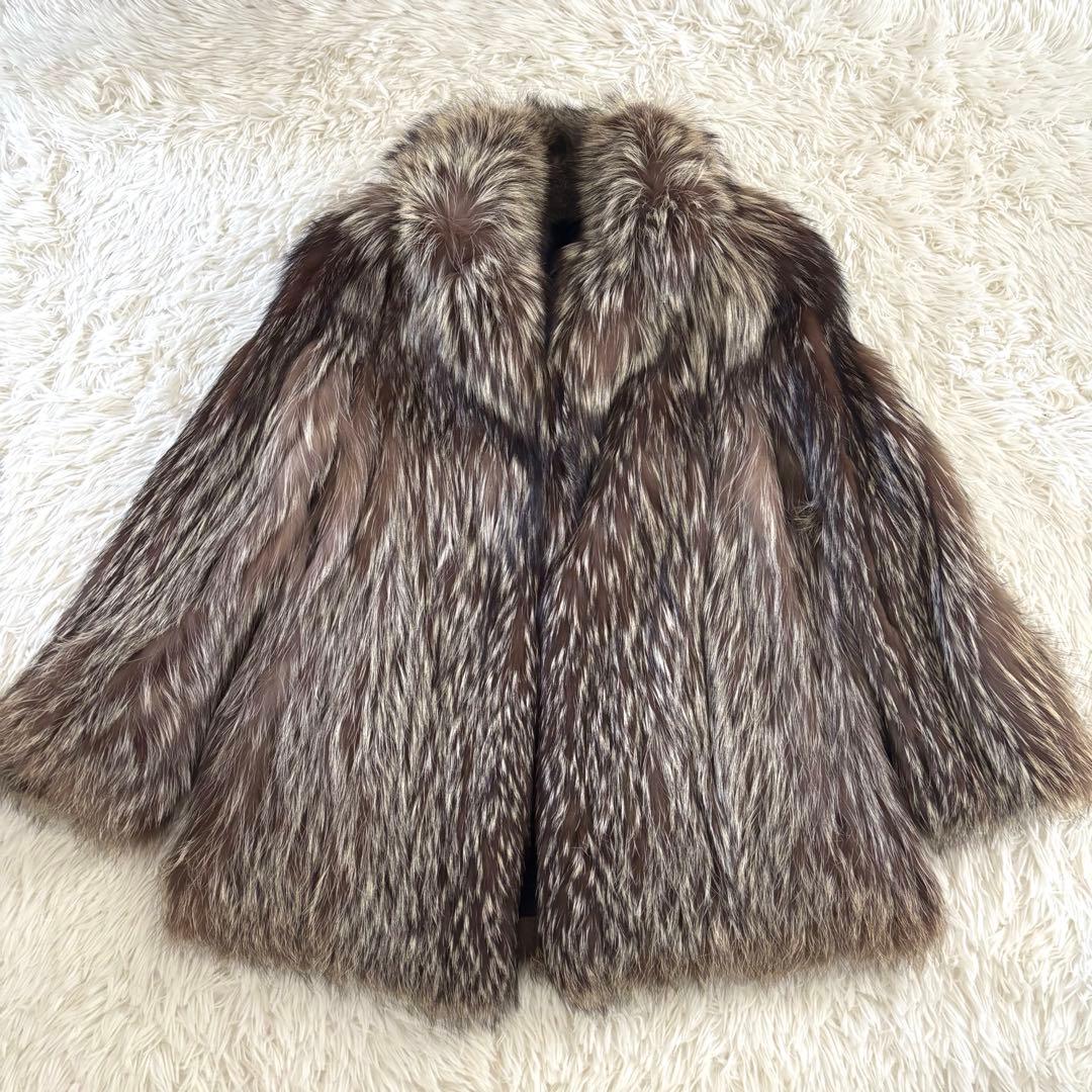 ボリューム◎SAGA FOX 毛皮コート シルバーフォックス 金サガ 11号