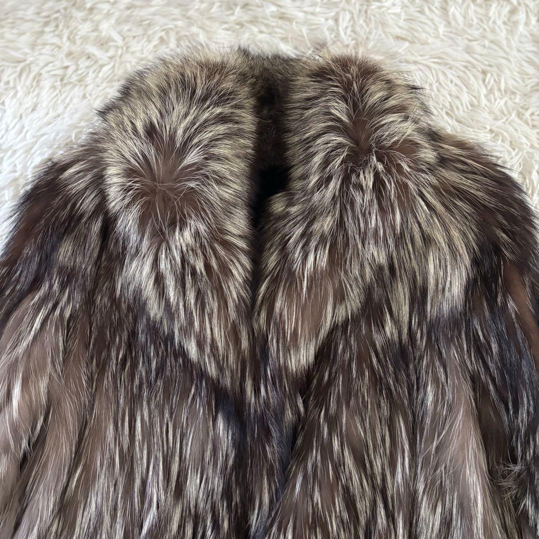 ボリューム◎SAGA FOX 毛皮コート シルバーフォックス 金サガ 11号