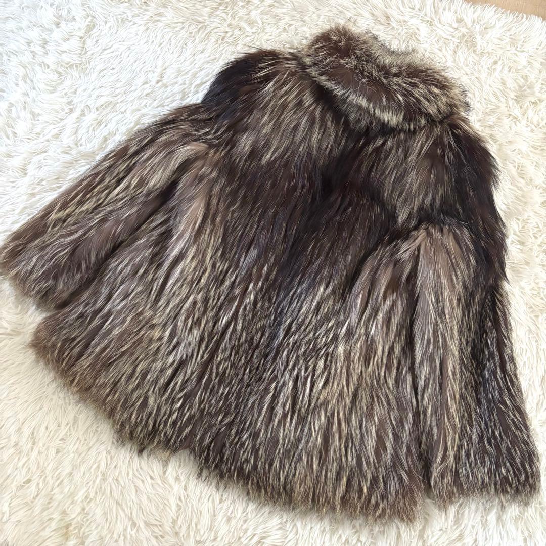 ボリューム◎SAGA FOX 毛皮コート シルバーフォックス 金サガ 11号