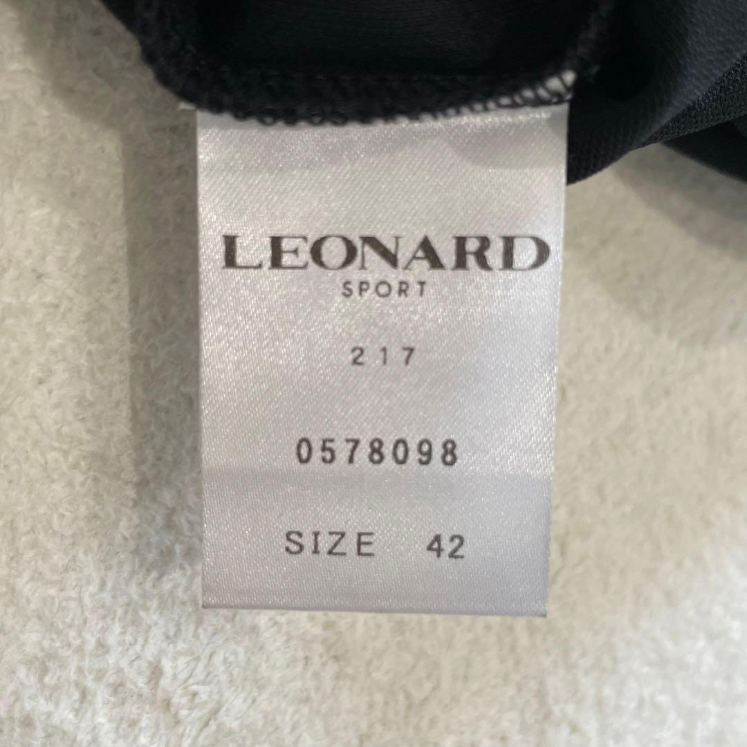 タグ付　レオナール　チュニック　花柄　トリム　七分袖　UVカット　ブラック　XL