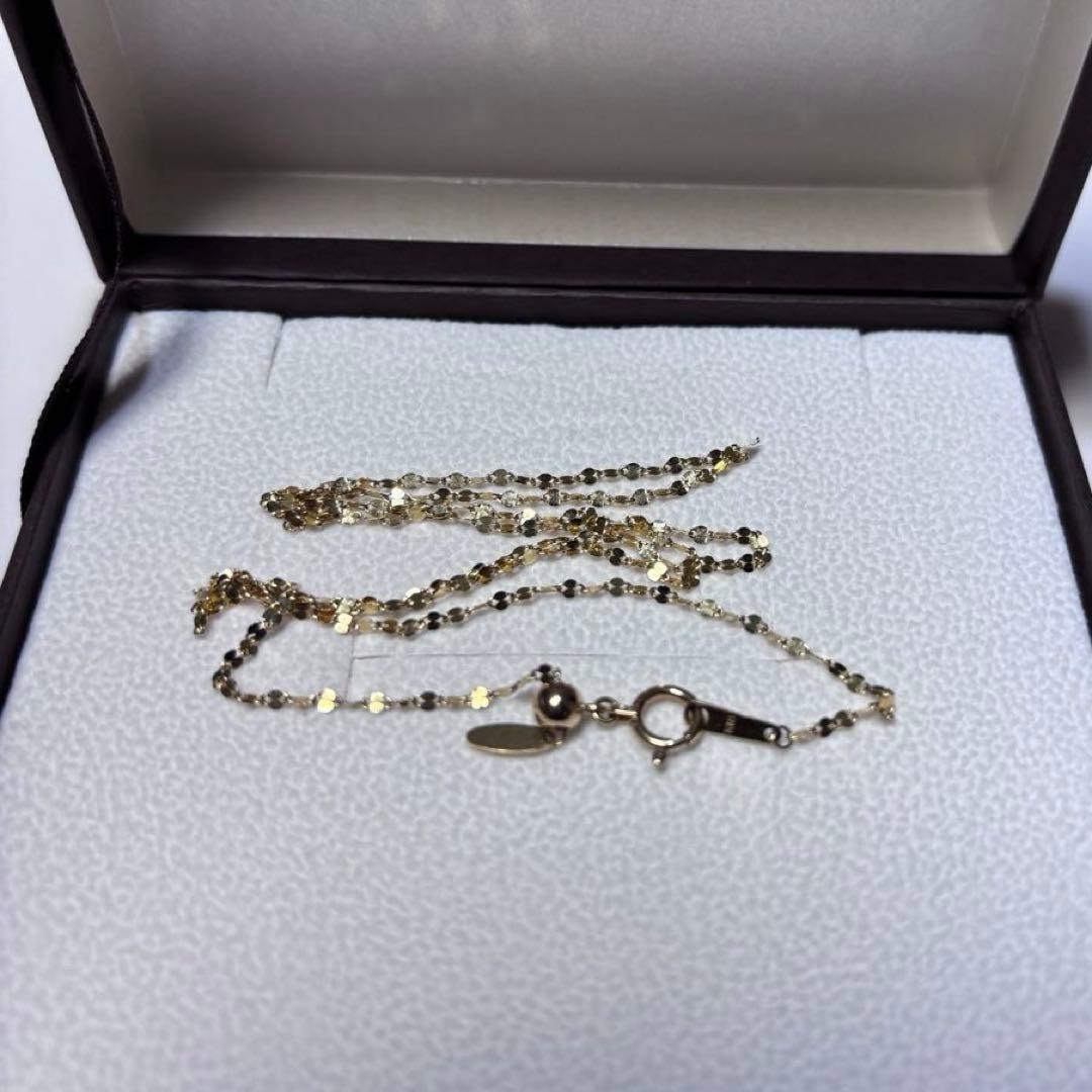 K18 18金 ペタルチェーンネックレス 45cm アジャスター　約1.2g