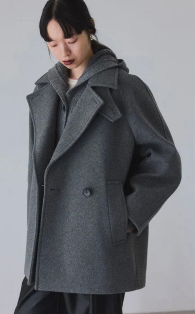 れ*す様 アダムエロぺ　ウールボンディングミドルコート　グレー　新品