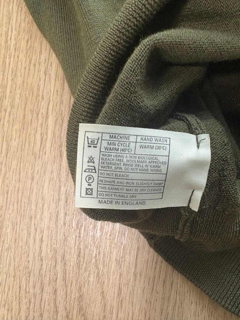 【美品】ジョンスメドレー　モックネック　L カーキ