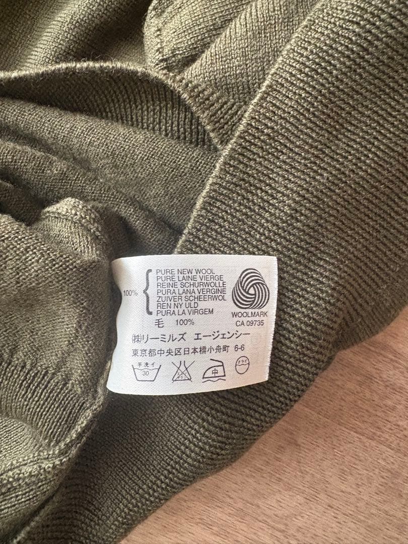 【美品】ジョンスメドレー　モックネック　L カーキ