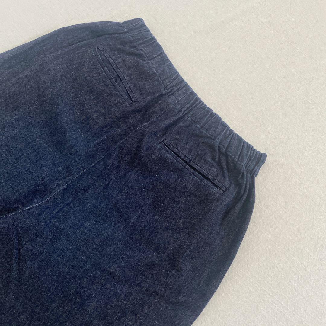 かぐれ⟡.綿麻デニムイージーパンツ コットンリネンインディゴ日本製