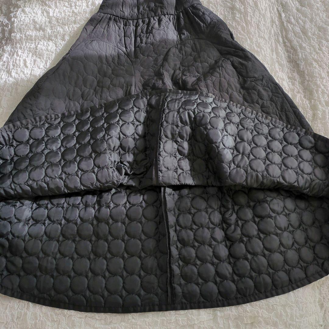 【極美品】UN3D. キルティングキャミワンピース 　38 ボリューム ブラック