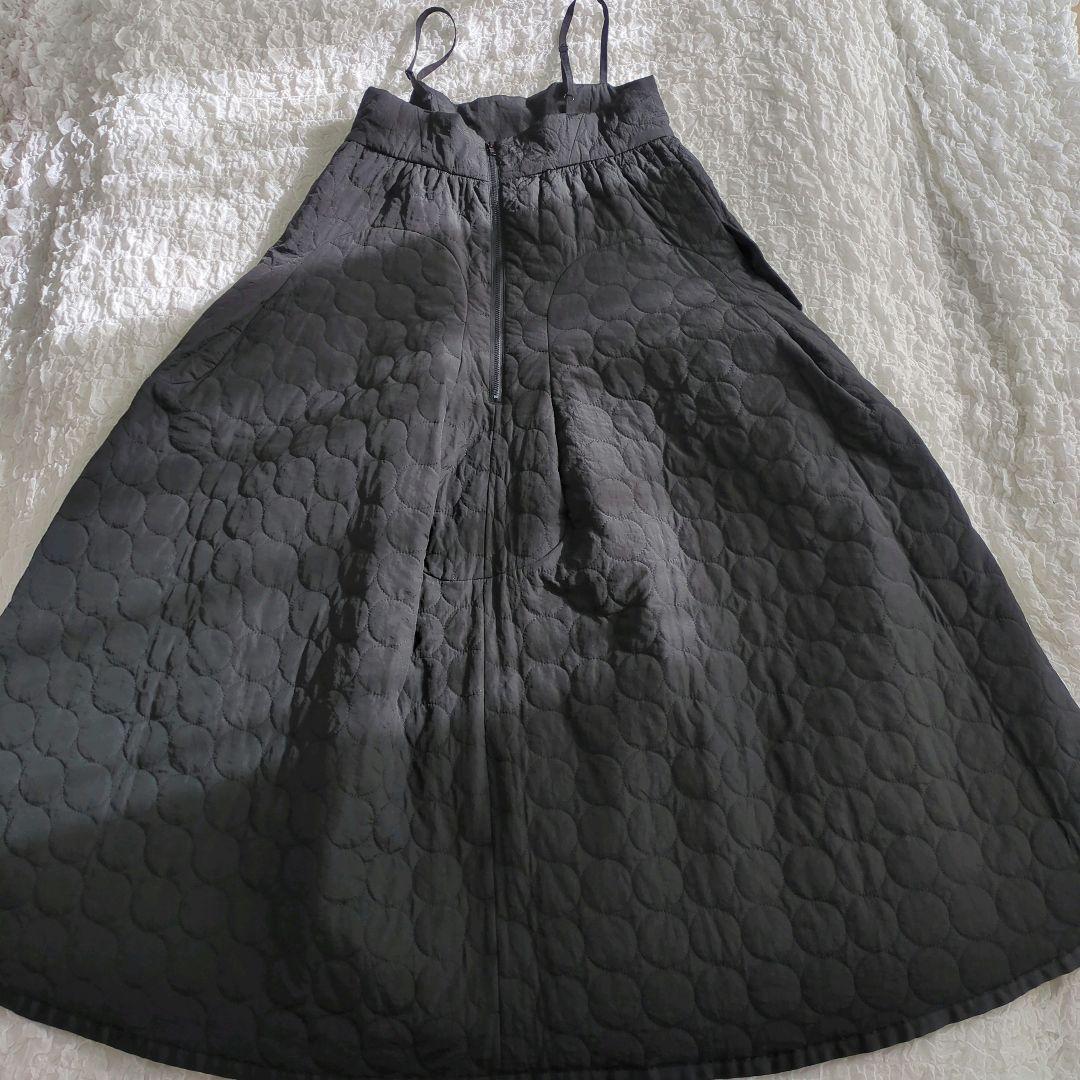 【極美品】UN3D. キルティングキャミワンピース 　38 ボリューム ブラック
