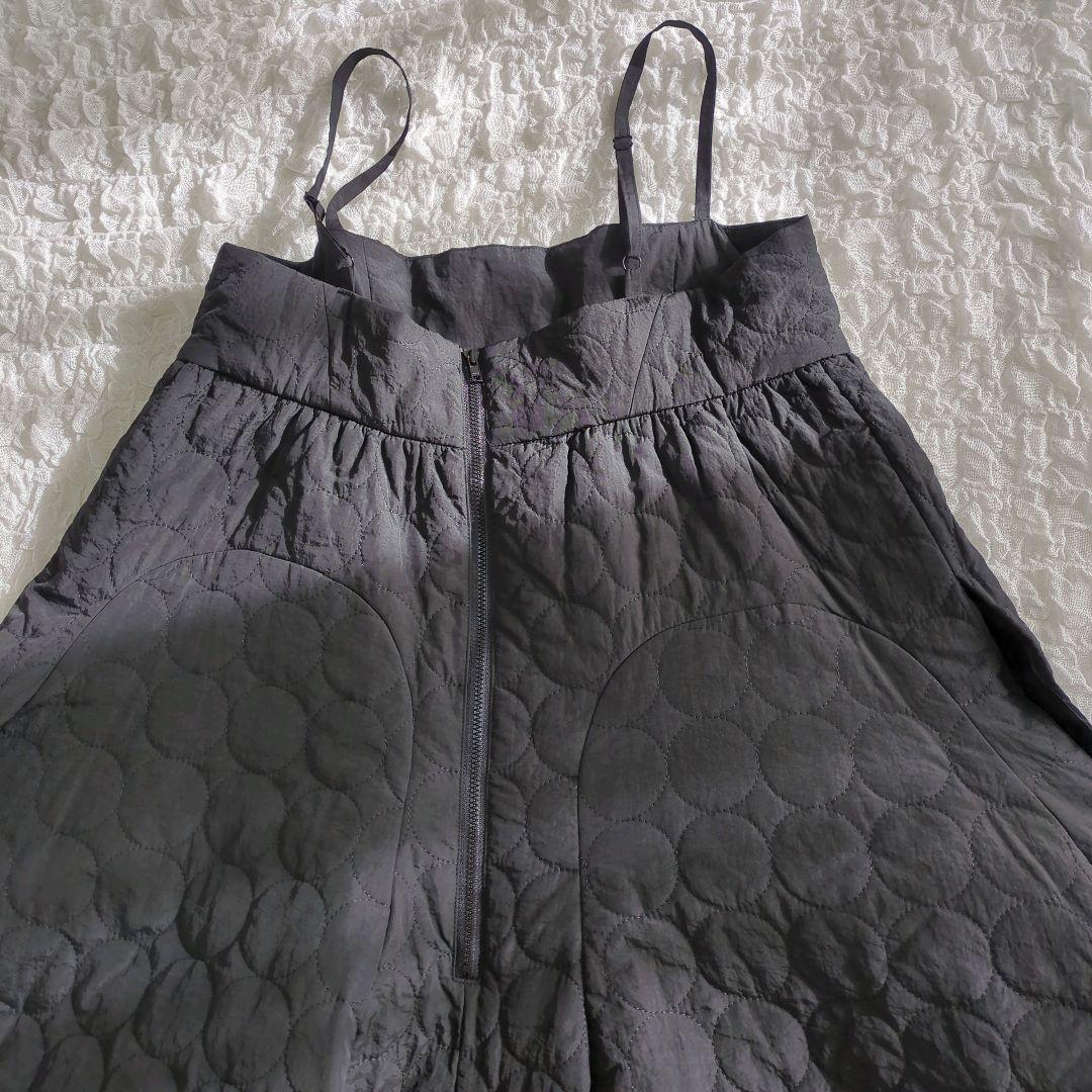 【極美品】UN3D. キルティングキャミワンピース 　38 ボリューム ブラック