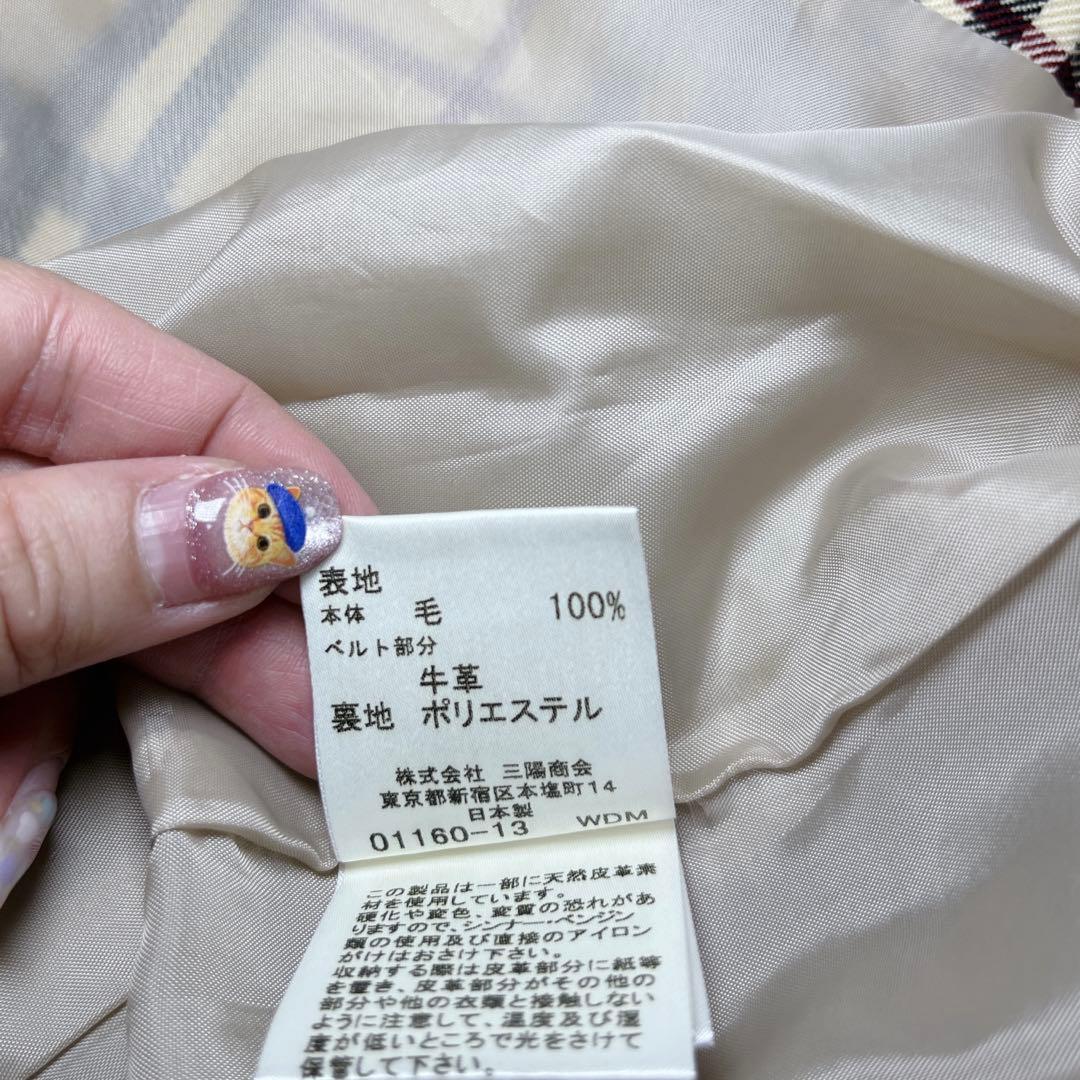 美品 バーバリー ベルト プリーツ 巻き ミニスカート チェック ベージュ