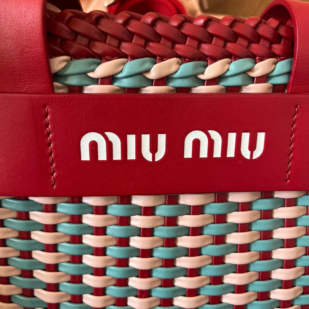 miu miu 2Way かごバッグ イントレッチオ 5BA007 レッド