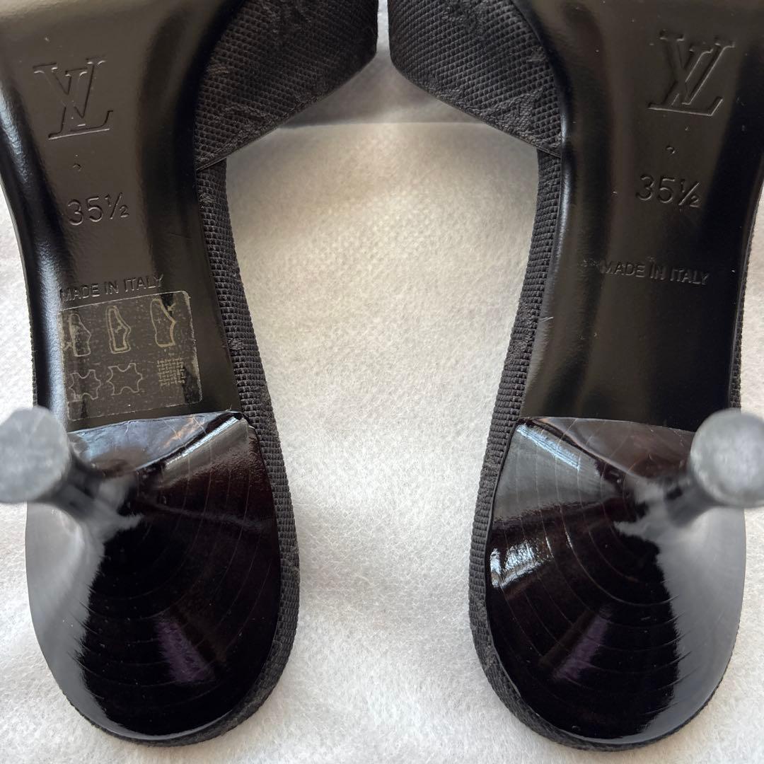 Louis Vuitton ブラック ミュール リボン付き 35.5