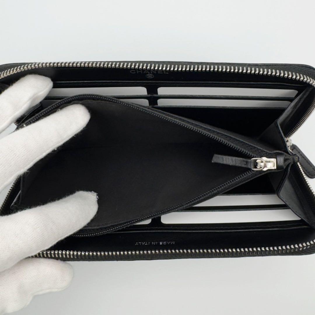 ギフト対応　国内正規品　シャネル財布　マトラッセ　カメリア　ラウンドファスナー