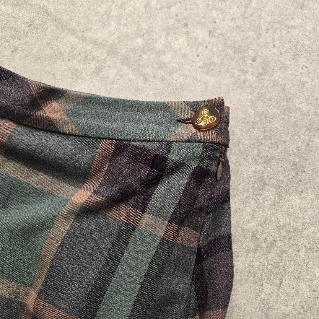 美品 ヴィヴィアンウエストウッドレッドレーベル 変形チェック柄ミニスカート 36