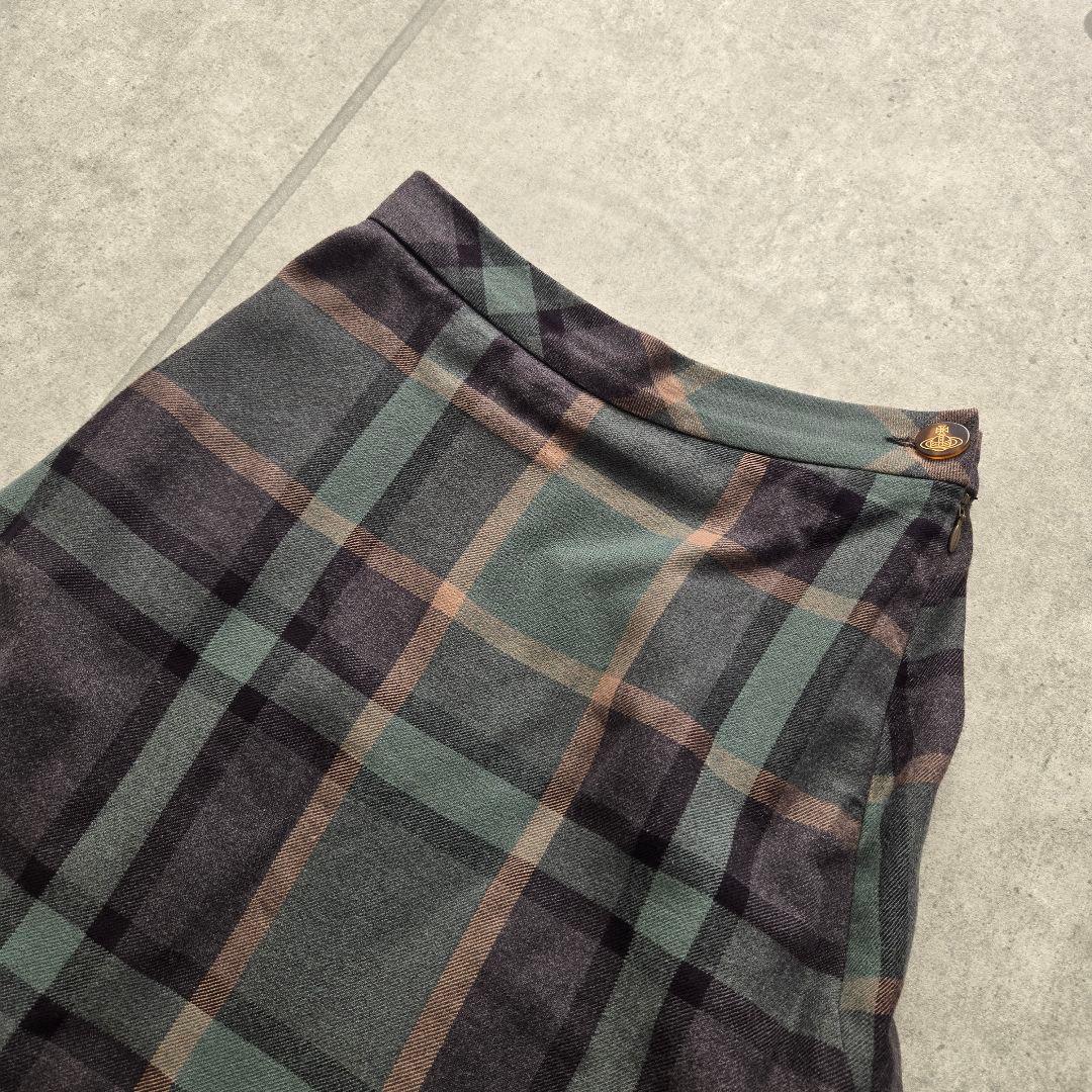 美品 ヴィヴィアンウエストウッドレッドレーベル 変形チェック柄ミニスカート 36