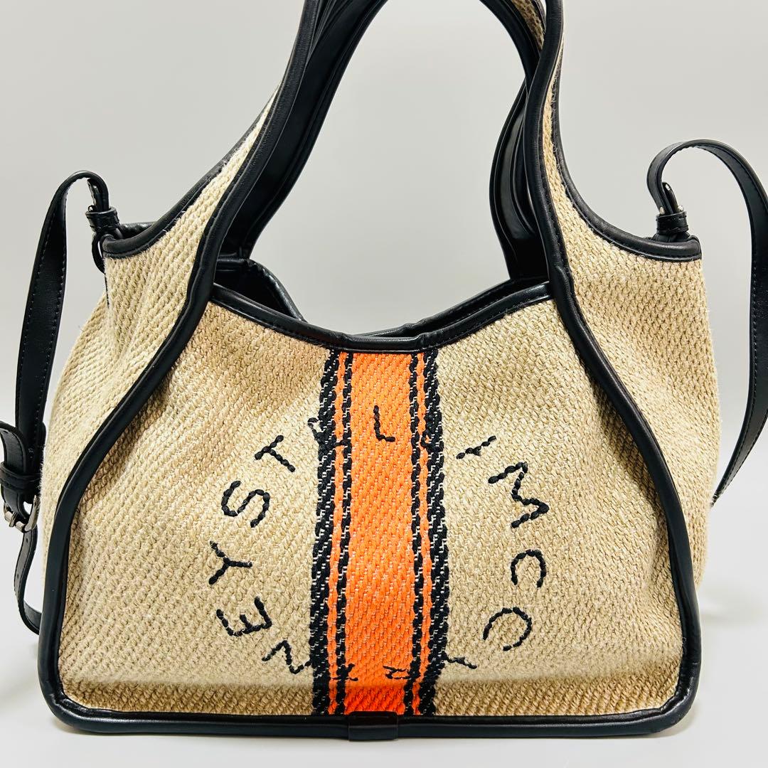 STELLAMcCARTNEY リネン×レザー2WAY ハンドバッグ ベージュ系