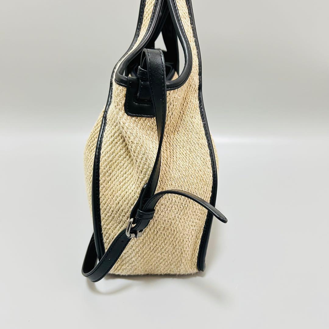 STELLAMcCARTNEY リネン×レザー2WAY ハンドバッグ ベージュ系