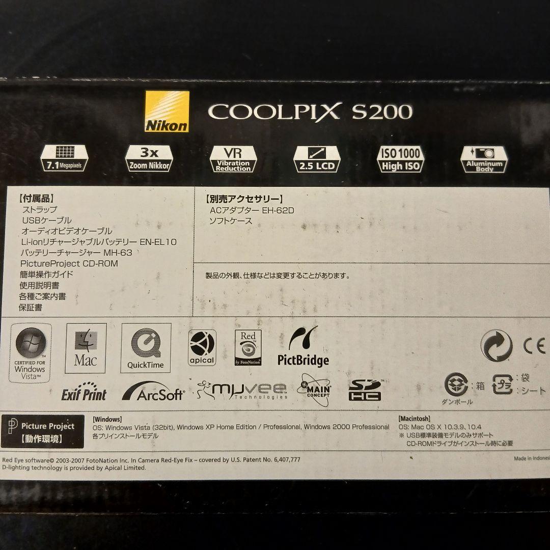 【動作確認済】デジカメ NIKON COOLPIX S200