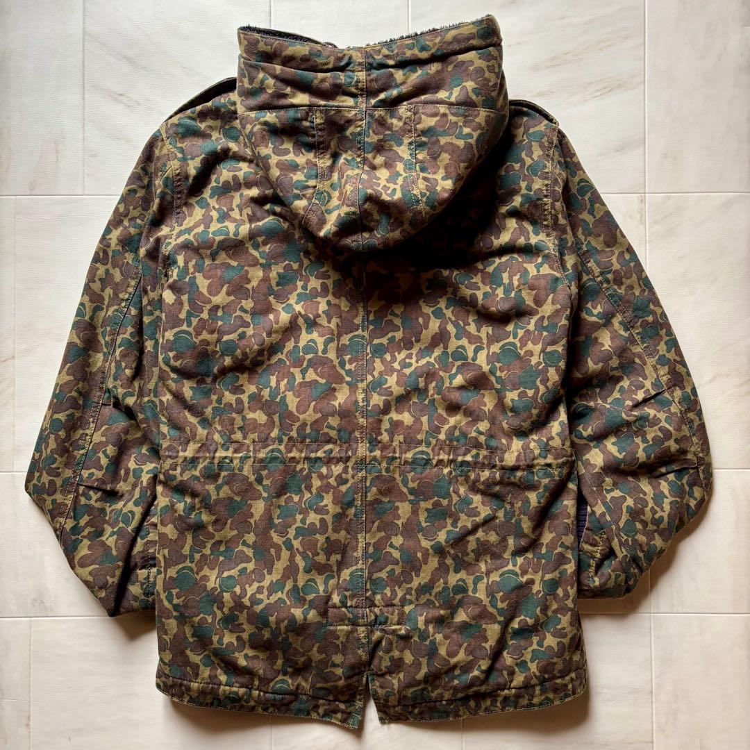 【日本製】 桃太郎ジーンズ 迷彩柄モッズコート 裏地ボア サイズ38