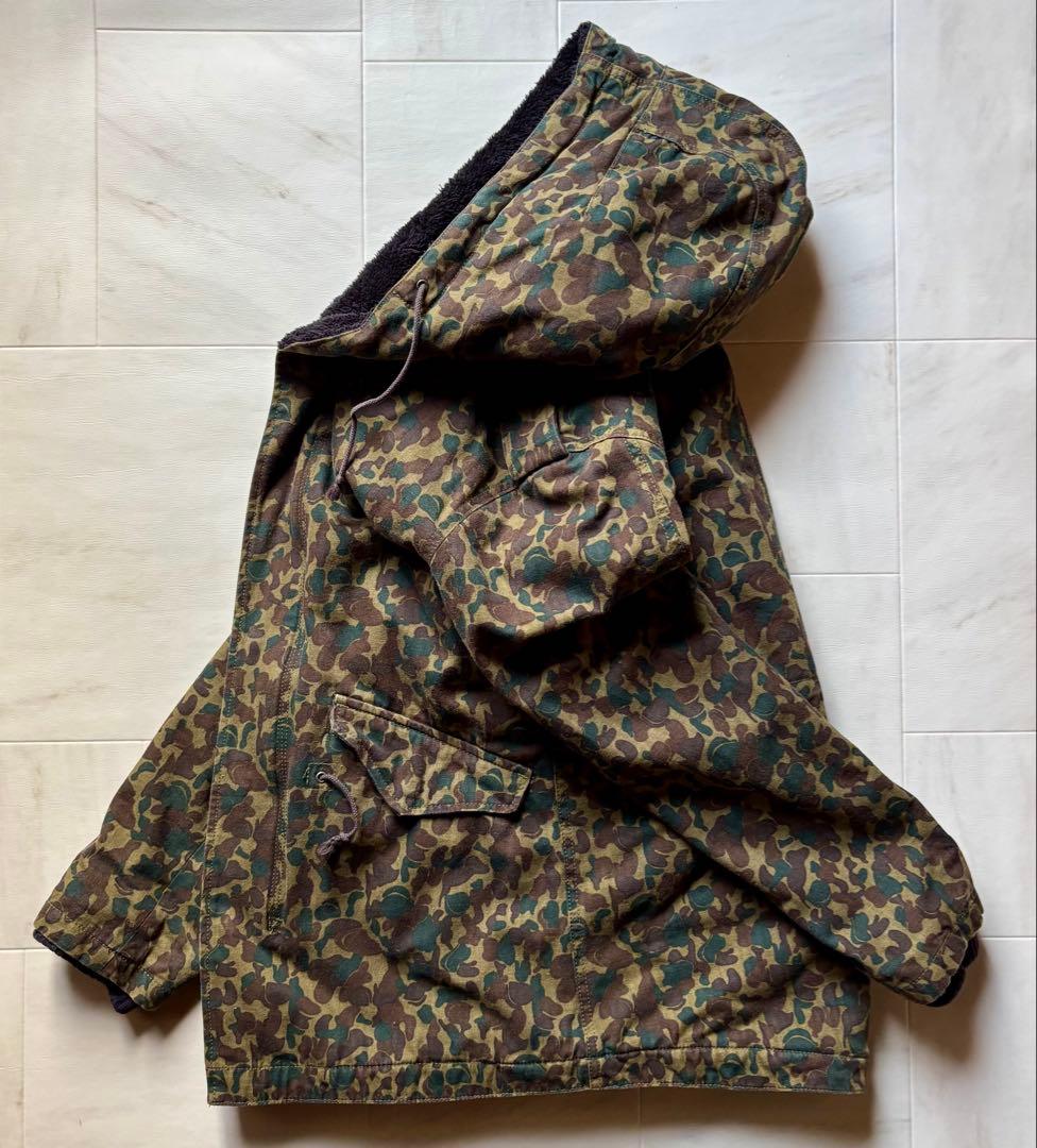 【日本製】 桃太郎ジーンズ 迷彩柄モッズコート 裏地ボア サイズ38