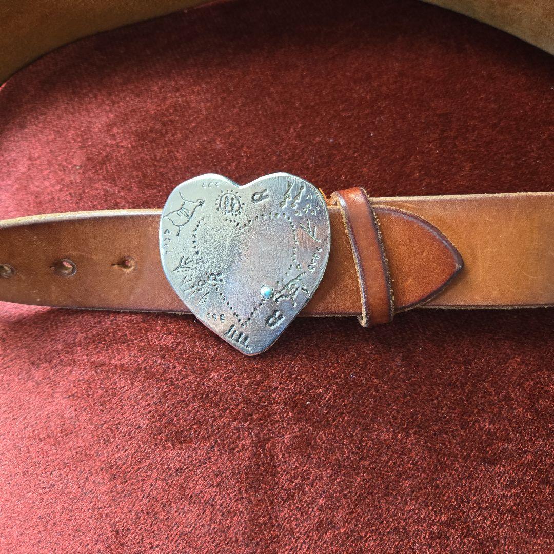 【希少】45rpm 45R ブラウンレザー ハート型バックル ベルト