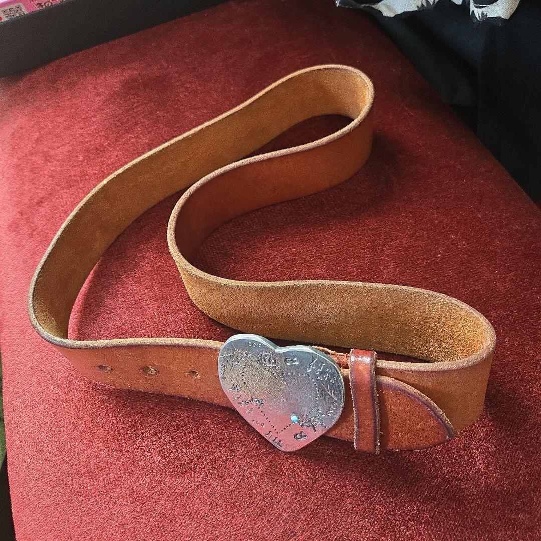 【希少】45rpm 45R ブラウンレザー ハート型バックル ベルト