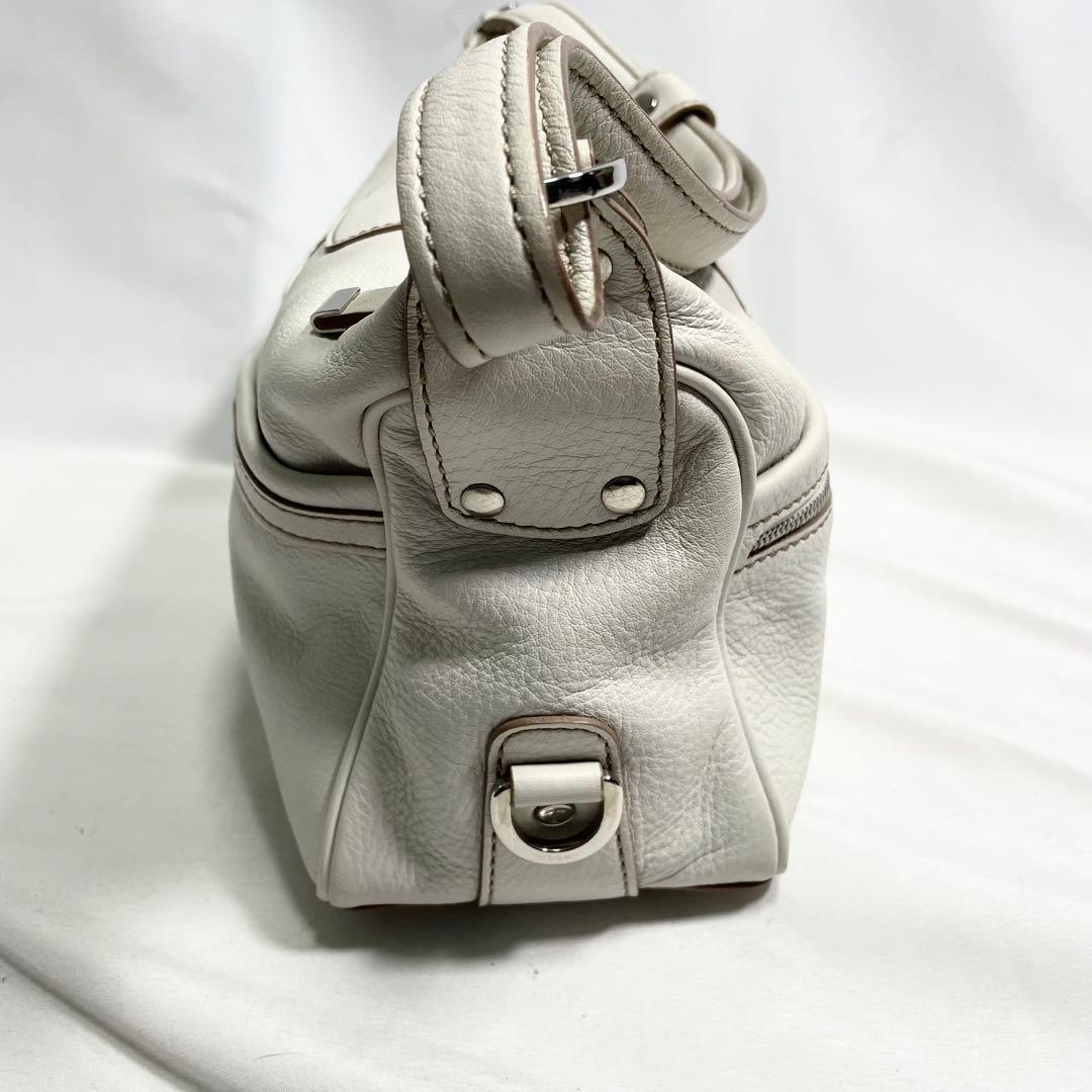 トッズ アクセサリーポーチ レザー ロゴ 型押し 多機能 大容量 手さげ 白