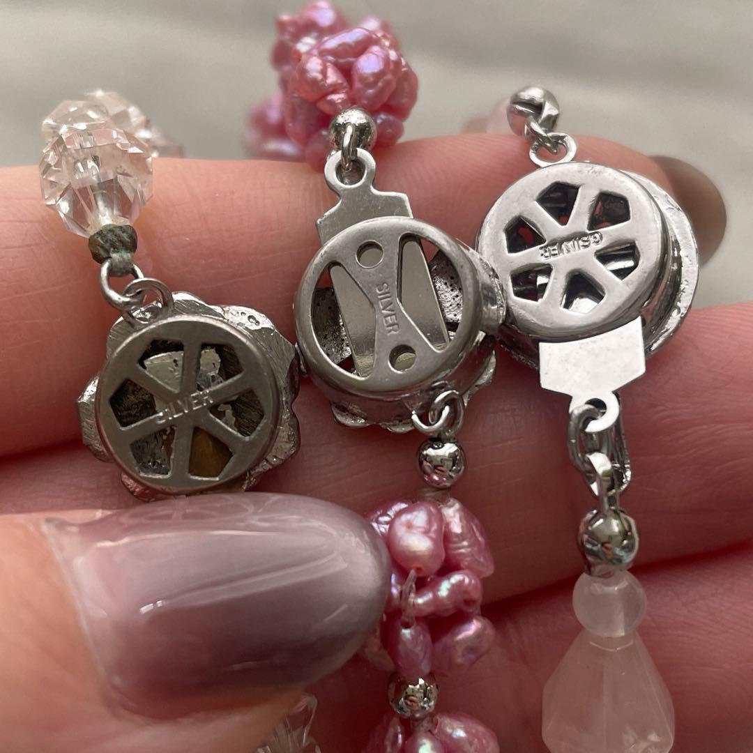 は*ま様 昭和レトロアクセサリー天然石ネックレス12点セットまとめてsilver