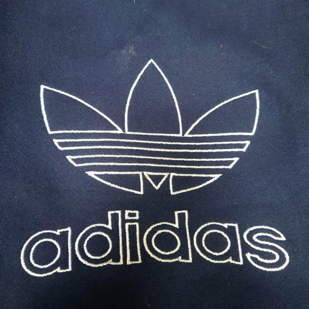 adidas80S ネイビー ロゴ刺繍 スウェット・サイズXL・レトロ