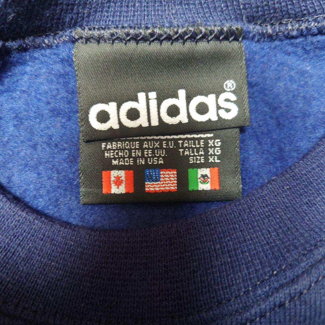 adidas80S ネイビー ロゴ刺繍 スウェット・サイズXL・レトロ