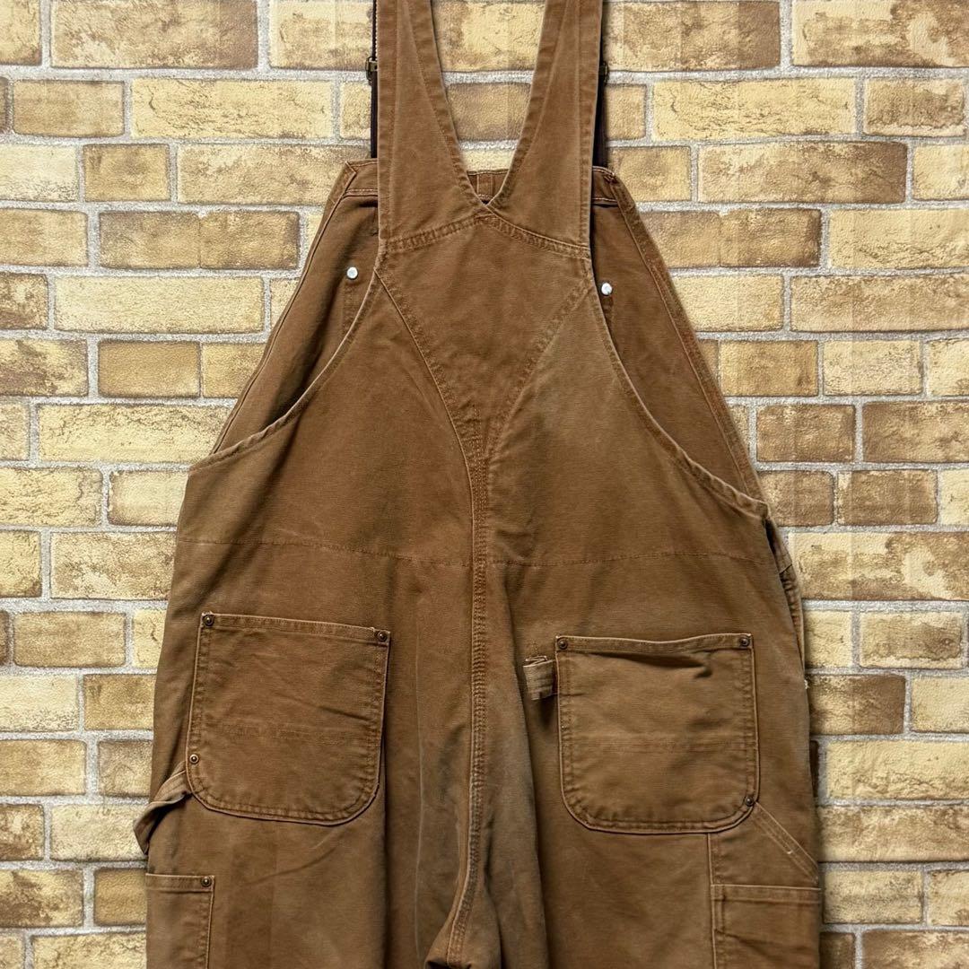 カーハートUSA製　ダック地オーバーオール　ダブルニー　ダークブラウン42/30