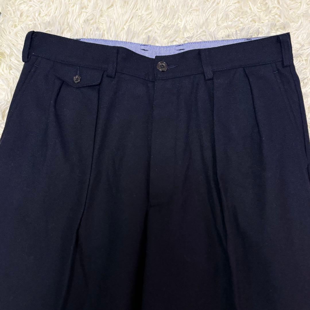 美品【ビームスプラス】2プリーツ ウールフランネル トラウザーズ