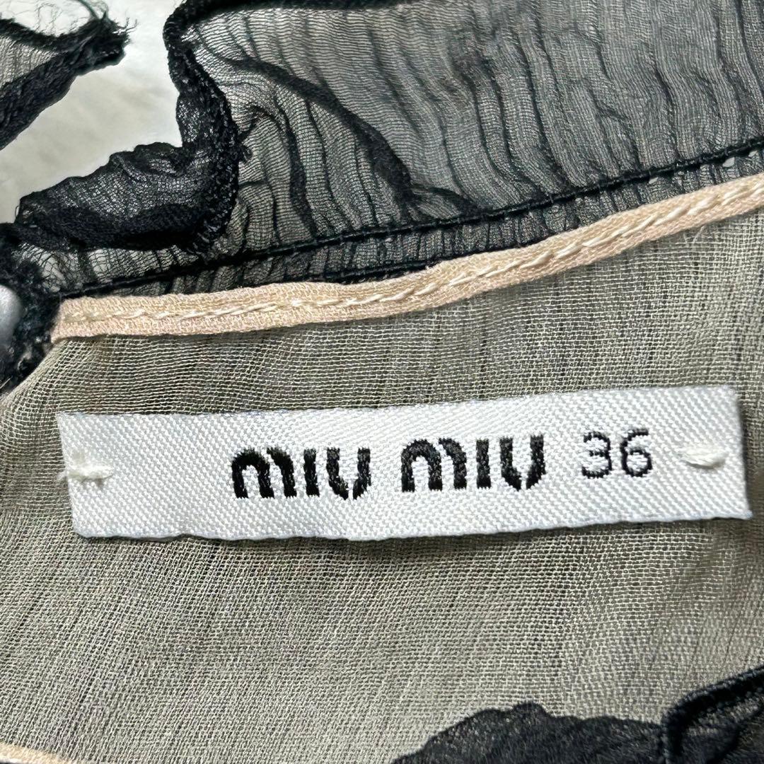 MIUMIU ミュウミュウ ブラック 半袖シースルー ミニワンピース ミニ丈