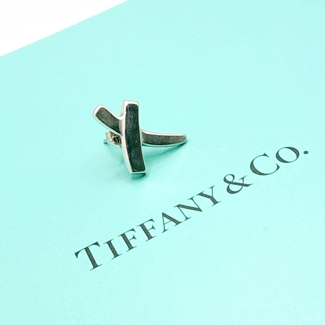 2387-2 人気✨Tiffany　キス　クロス　ピアス SV925