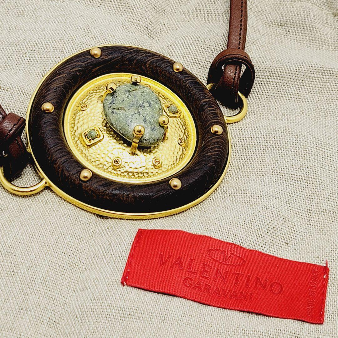 【極美品】ヴァレンティノガラヴァーニ レザー 腰紐 ベルト 天然石 天然木