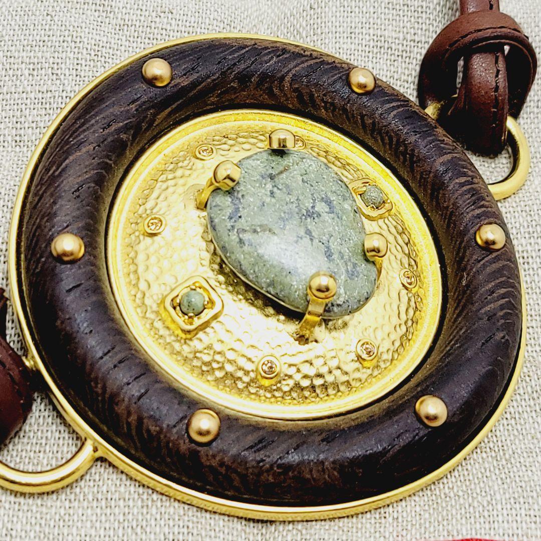 【極美品】ヴァレンティノガラヴァーニ レザー 腰紐 ベルト 天然石 天然木