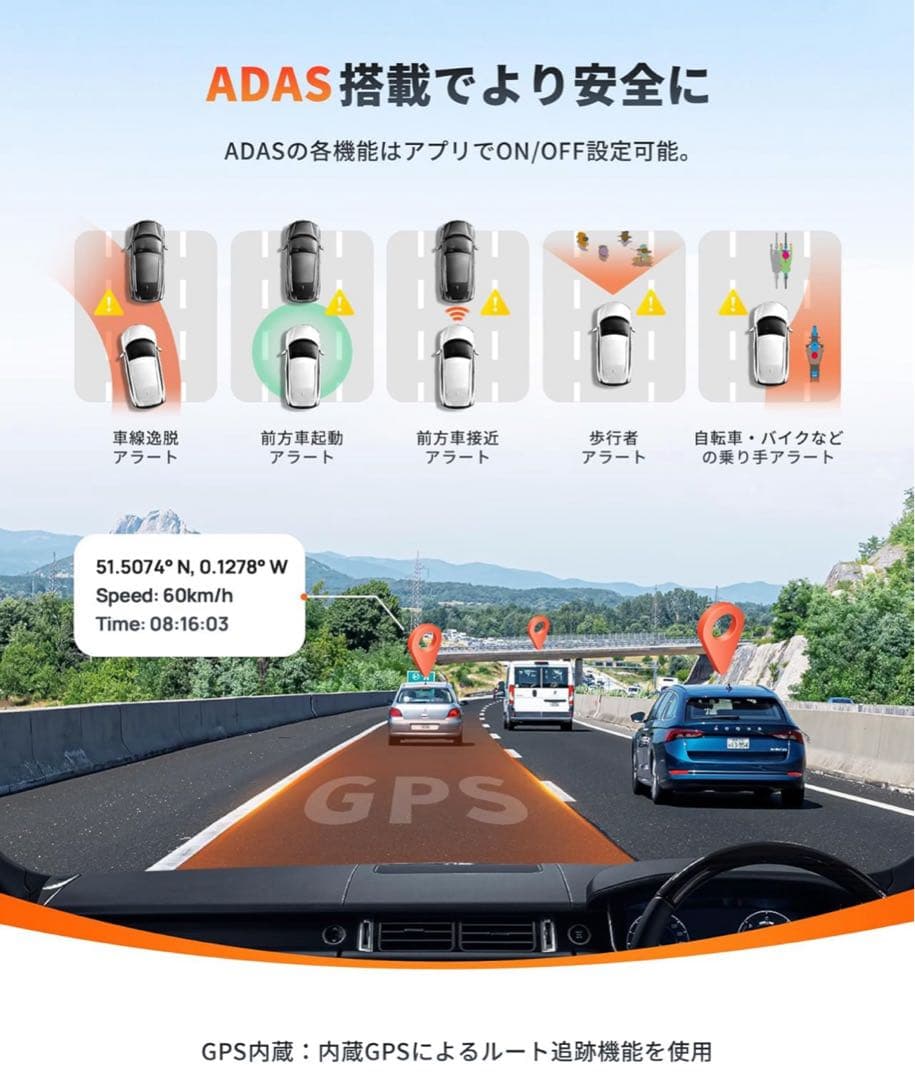 新品【駐車監視システム付】70mai Dash Cam 4k A810 ドラレコ