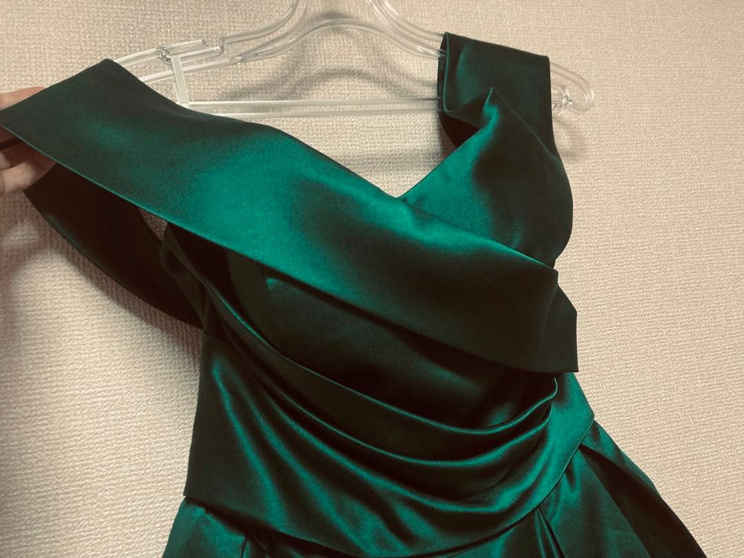 カラードレス 9号 ウェディングドレス サテン グリーン プリンセスライン