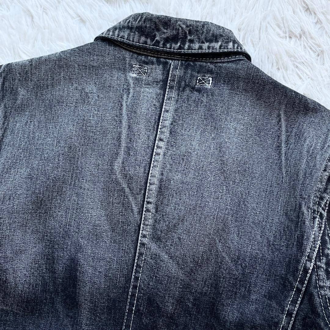 美品 AVIREX ホースハイド 2way 袖レザー 切替 デニムジャケット 黒