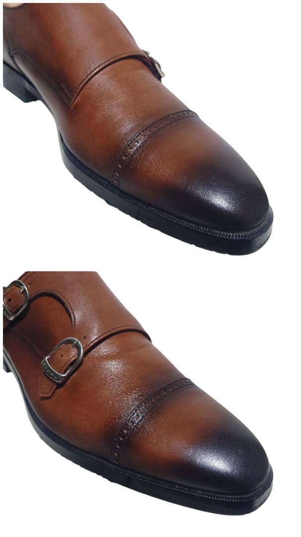 リーガル 37HR ゴアテックス ストレートチップ ダブルモンク 茶 27EEE