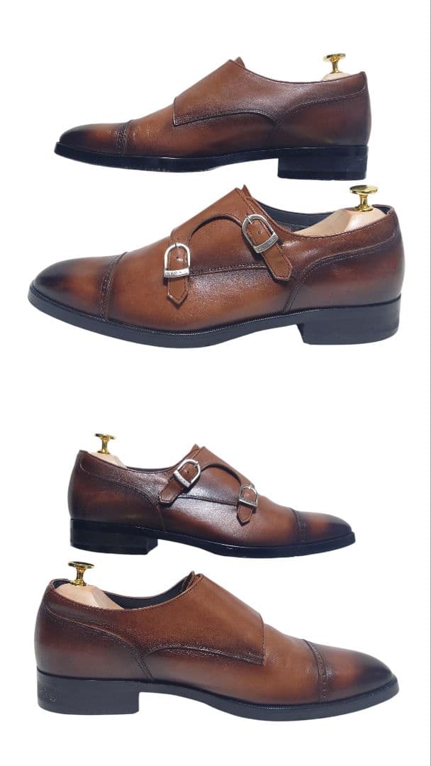 リーガル 37HR ゴアテックス ストレートチップ ダブルモンク 茶 27EEE