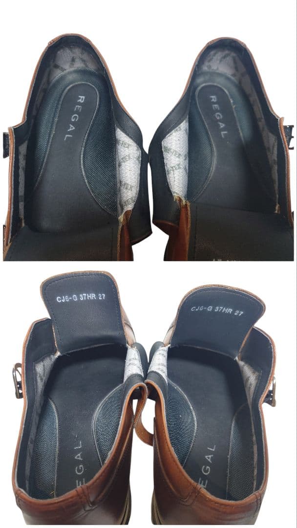 リーガル 37HR ゴアテックス ストレートチップ ダブルモンク 茶 27EEE