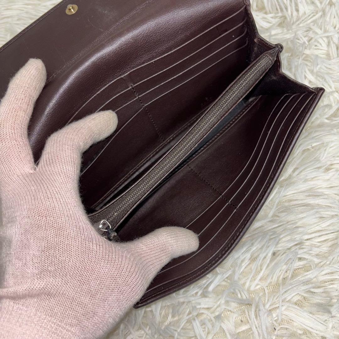 GUCCI グッチ 長財布 GGキャンバス ロゴプレート　レザー　金具