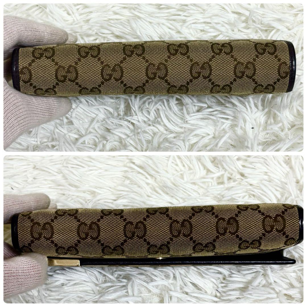 GUCCI グッチ 長財布 GGキャンバス ロゴプレート　レザー　金具